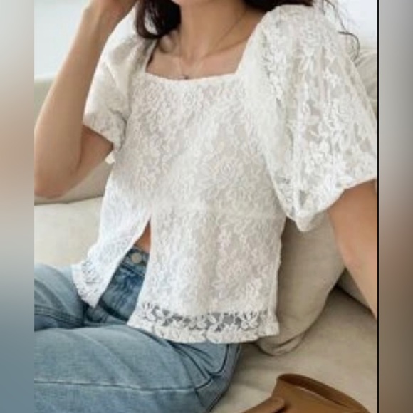 White Blouse with Lace - Size Small - Picture 2 of 2